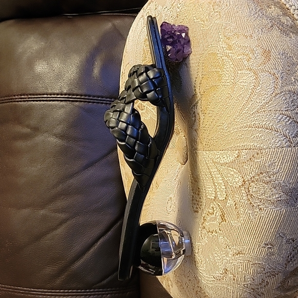 Olivia Miller Heel Sandal, Black, Size 8, Round crystal heels, NWOT, 2.5" Heel - Picture 2 of 12